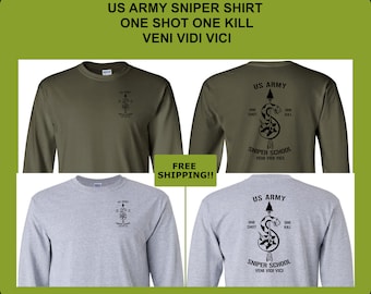 US Army Sniper School Shirt, Long Sleeve, US Army Sniper Shirt, US Army Shirt, Veteran T-Shirt, Veteran Gift, Special Operations