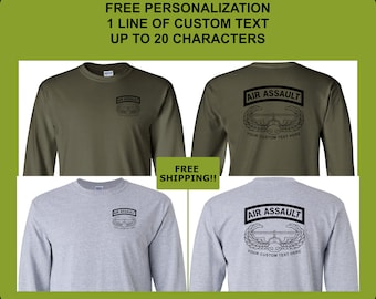 Air Assault Shirt Personalized, Long Sleeve, Air Assault School shirt, Military Shirt, Veteran Shirt, Veteran Gift