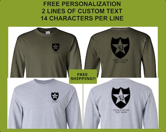 2nd Infantry Division Shirt, Long Sleeve, US Army Shirt, Indian head Shirt, 2nd ID Shirt, Veteran Shirt, Military Shirt, Veteran Gift