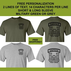US Army Sapper Shirt – Combat Engineer Custom Veteran Shirt – Personalized Military Tee – Long or Short Sleeve