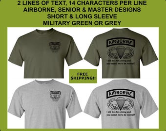 US Army Airborne Shirt Custom – Personalized Military Tee – Paratrooper Veteran Gift – Short or Long Sleeve – Free Shipping