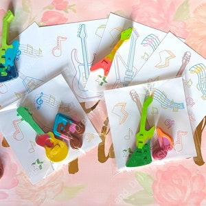 Guitar Party Favors | Musical Theme Birthday Party |  Guitar Crayon Party Favors | Personalize Kids Crayons l Educational Musical Theme Gift