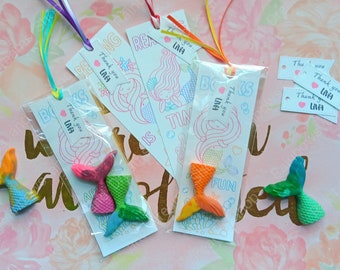 Mermaid Bookmark Party Favors | Mermaid Toddler Birthday Party | Mermaid Coloring Kits | Mermaid Crayons Party Favors