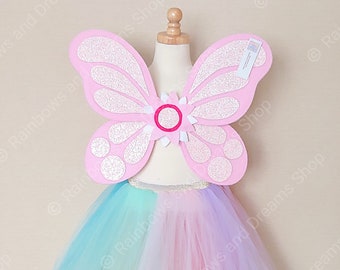 Glitter Fairy Wings | Butterfly First Birthday Outfit | Butterfly Theme Birthday Outfit | Toddler Christmas Present |