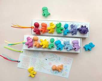 Rainbow Dinosaur Crayons Party Favors: Personalized Dino Coloring Kit