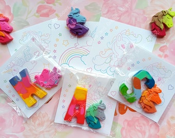 Personalized Unicorn Crayon Party Favors: Initial Crayons