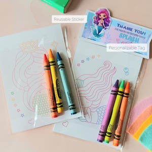 Mermaid Party Favors | Mermaid Toddler Birthday Party |  Mermaid Crayons Party Favors | Mermaid Coloring Cards l Mermaid Party Activity