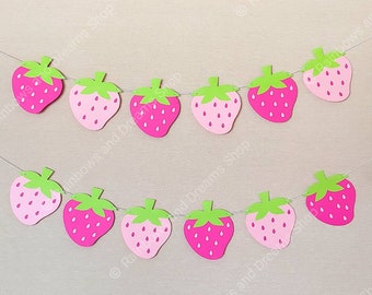 Strawberry Birthday Banner | Baby Shower/First Birthday Strawberry Theme Party Decorations I Strawberry Party Favors