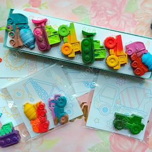 Construction Truck Crayons Party Favors: Personalized Kids Birthday