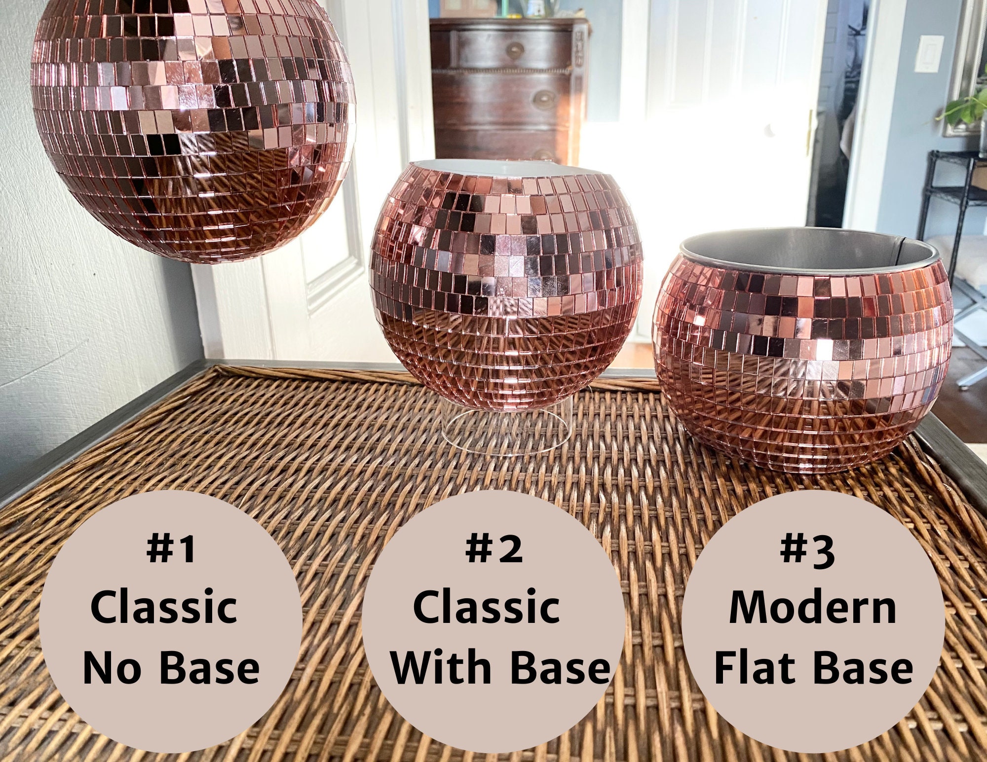 Pink disco ball planter
