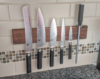 Walnut Magnetic Knife Block - Kitchen Organization - Knife Rack - Holder - Display - Cutlery - Chef - Counter Clearing