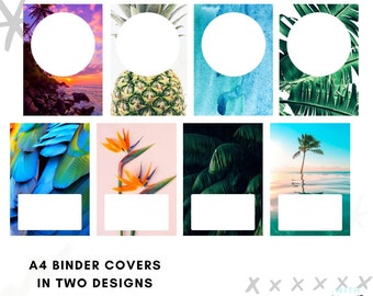 Printable Editable Tropical Binder Cover and Spine, Instant Download Student, Teacher and Life Folder Organisation