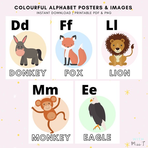 Printable Rainbow Alphabet Posters and Images for Teachers | Etsy