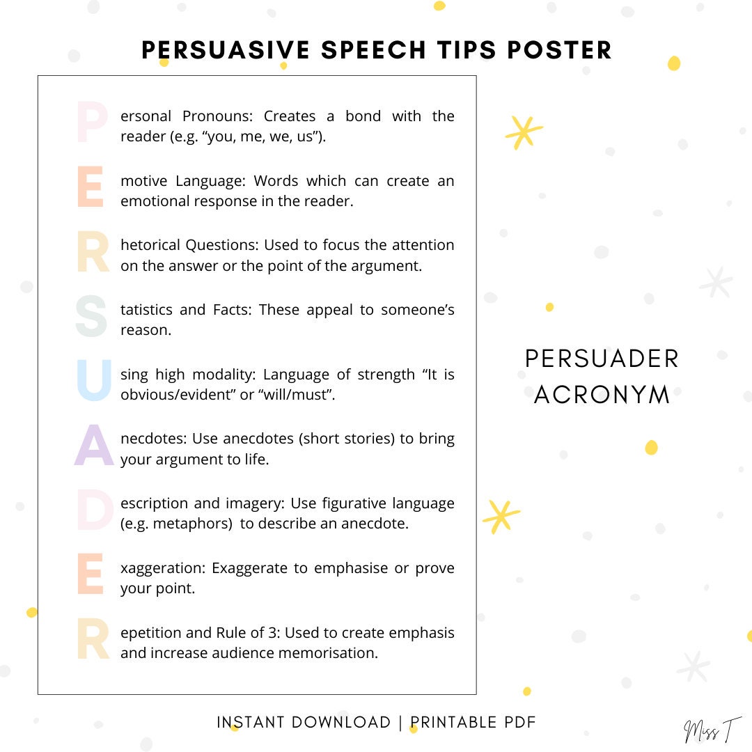 how to make persuasive speech for selling products