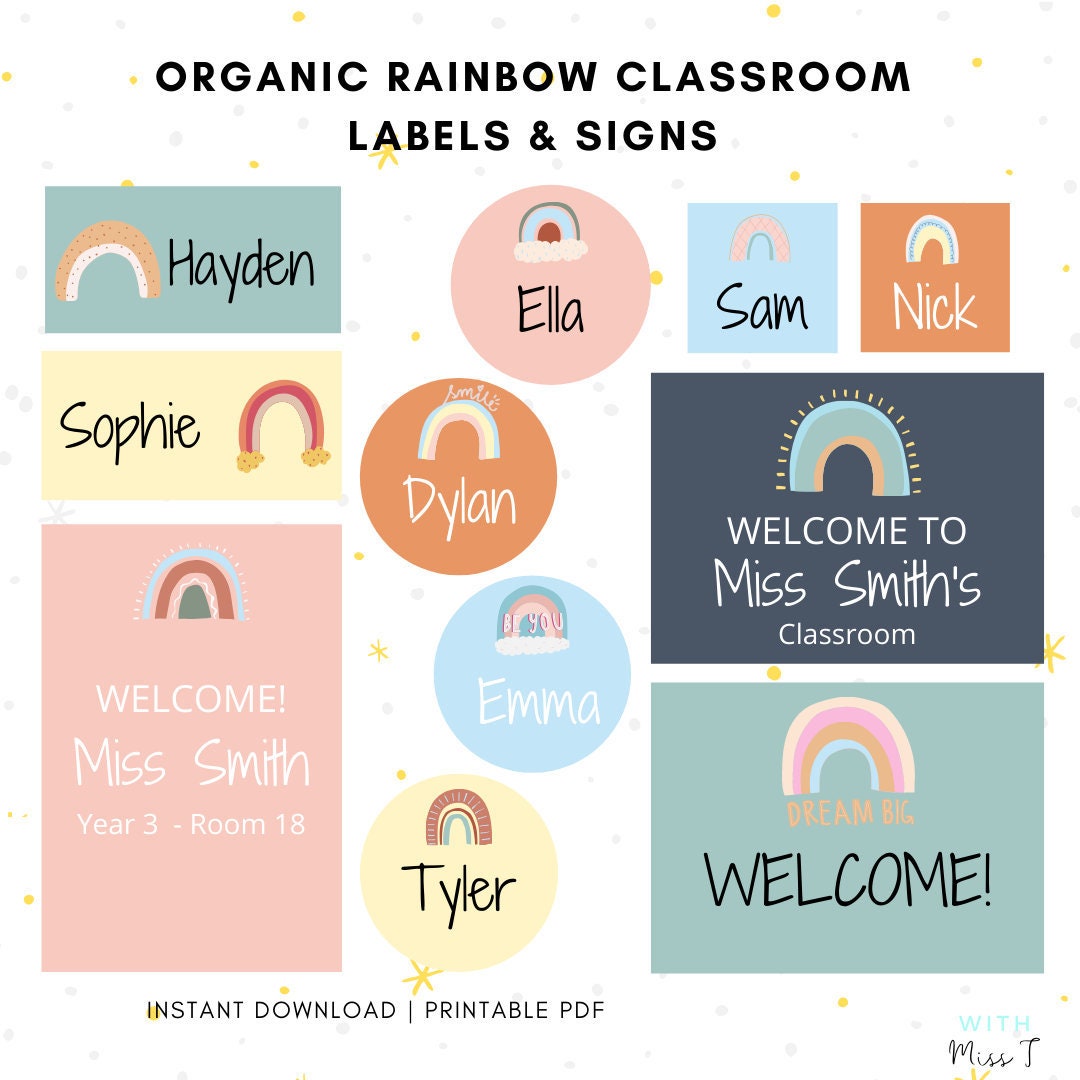 editable-printable-rainbow-classroom-labels-signs-posters-instant-download-multiple-organic-boho-designs-etsy for Downloadable Free Printable Classroom Labels With Pictures Pdf Editable Printable Rainbow Classroom Labels, Signs & Posters, Instant Download, Multiple Organic, Boho Designs - Etsy for Downloadable Free Printable Classroom Labels With Pictures Pdf