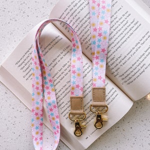 Reaching for the Stars Fabric Lanyard, Teacher Essential & Gift for Classroom ID Holder, USBs and Keys