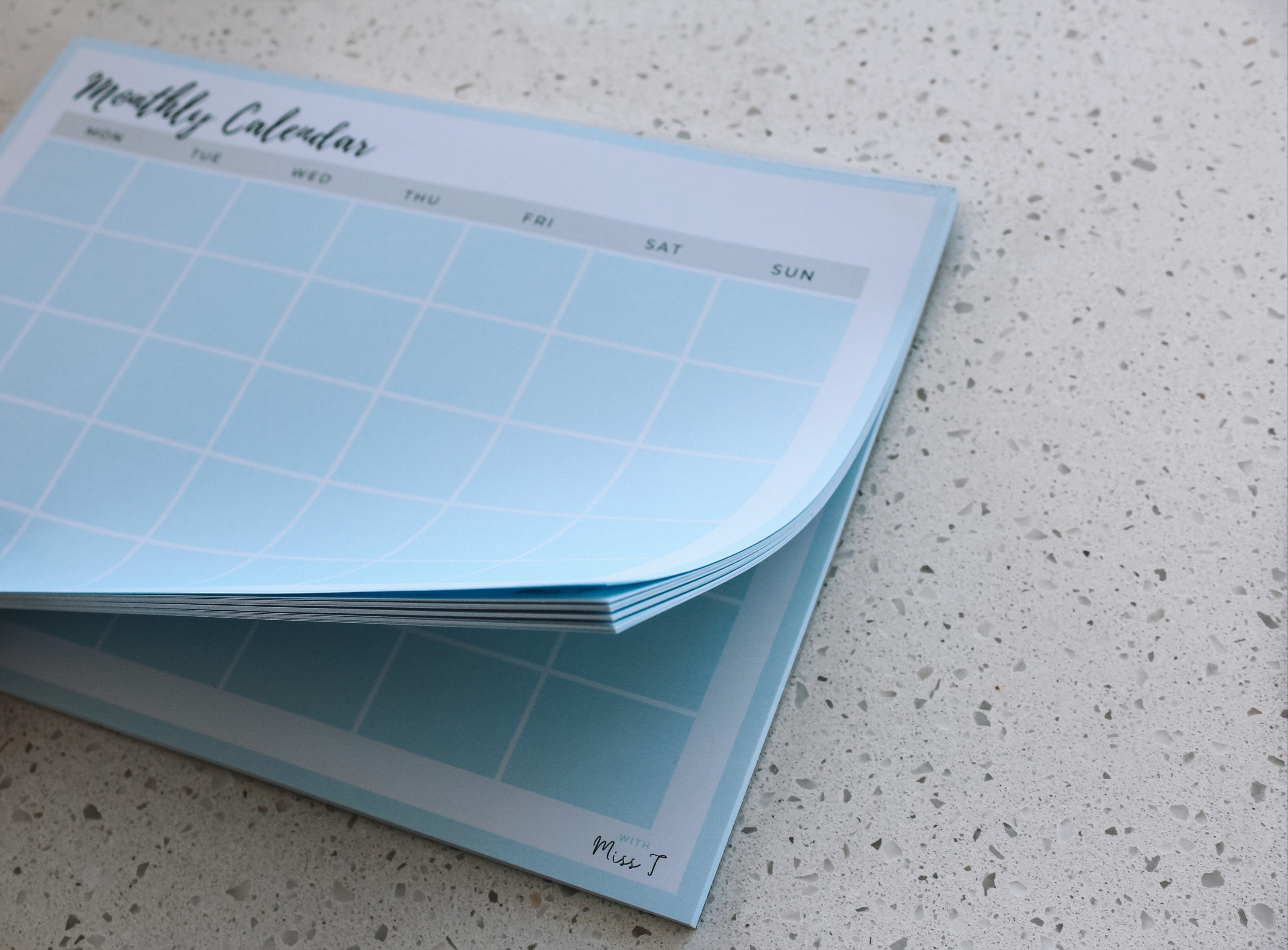 A4 Monthly Calendar Notepad in Sky Blue Perfect Desk Meal Etsy