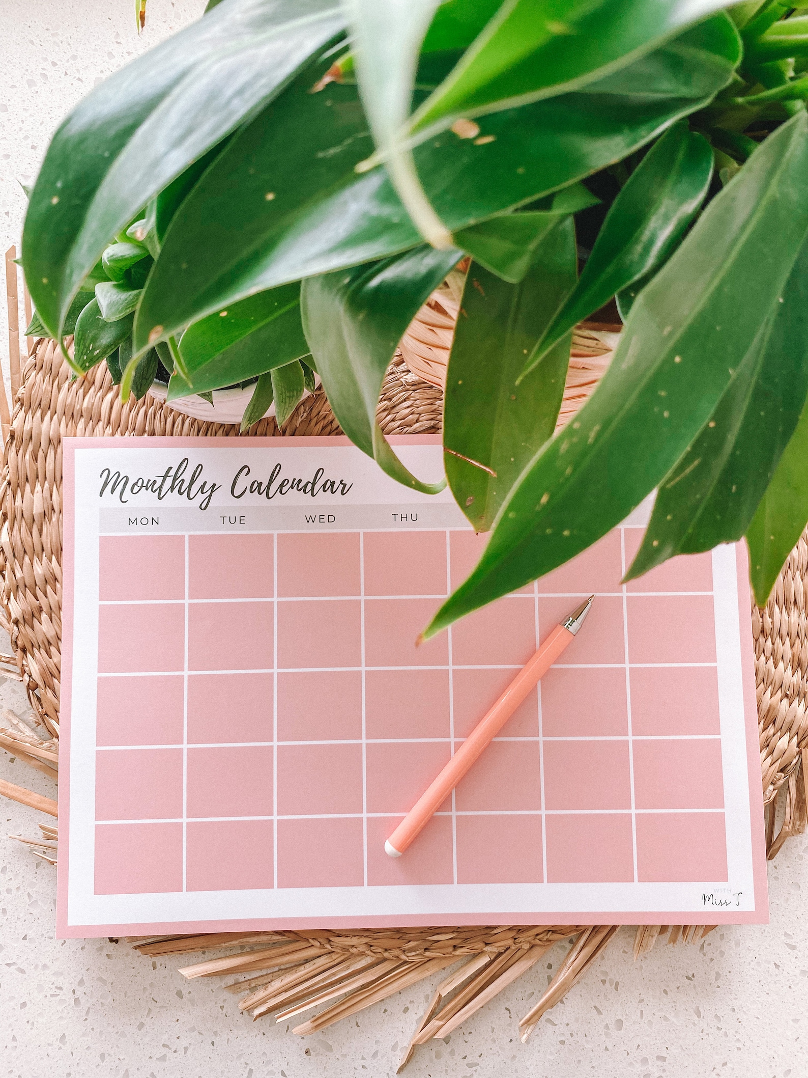 A4 Monthly Calendar Notepad in Peachy Pink Perfect Desk Etsy