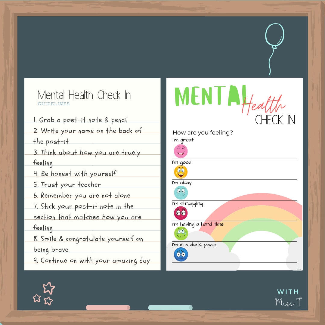Printable Mental Health Check In Poster Instant Download Etsy