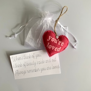 Filzherz, Liebesherz, inspirierende Botschaft, inspirierende Notiz, Liebesbrief, Liebesbrief, Geschenk der Liebe, Geschenk der Freundschaft, get well,