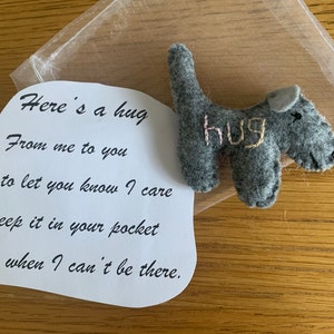 Pocket hug , worry buddy , dog, puppy . Keychain