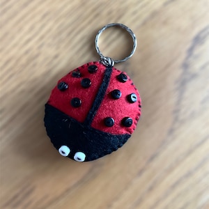 Keychain, keyring, bag charm , felt hand sewn ladybird . Gifts