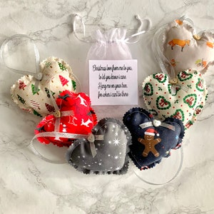 Fabric heart, Christmas heart, Christmas gift, Christmas decor , greeting, love, family and friends