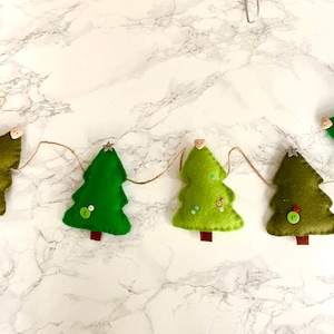 Christmas bunting, Christmas garland, tree bunting, Christmas decor, wall hanging, felt trees,