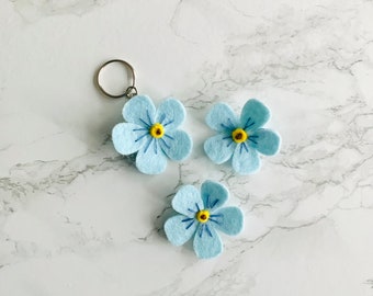 Dementia brooch , dementia key ring, Alzheimers brooch, Alzheimer keyring, forget me not brooch, felt flower brooch, memory loss awareness,