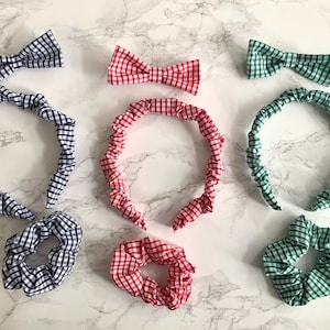 School scrunchie, school hair tie, school hair, hair grip, hair clip, school headband, gingham hair tie, girls hairband , school accessory