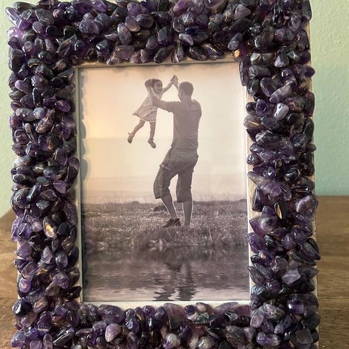 Crystal Picture Frame - Selenite, Amethyst, Quartz - Stone Decor