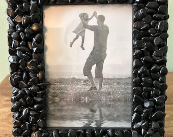 Crystal stone Obsidian 5x7 picture frame