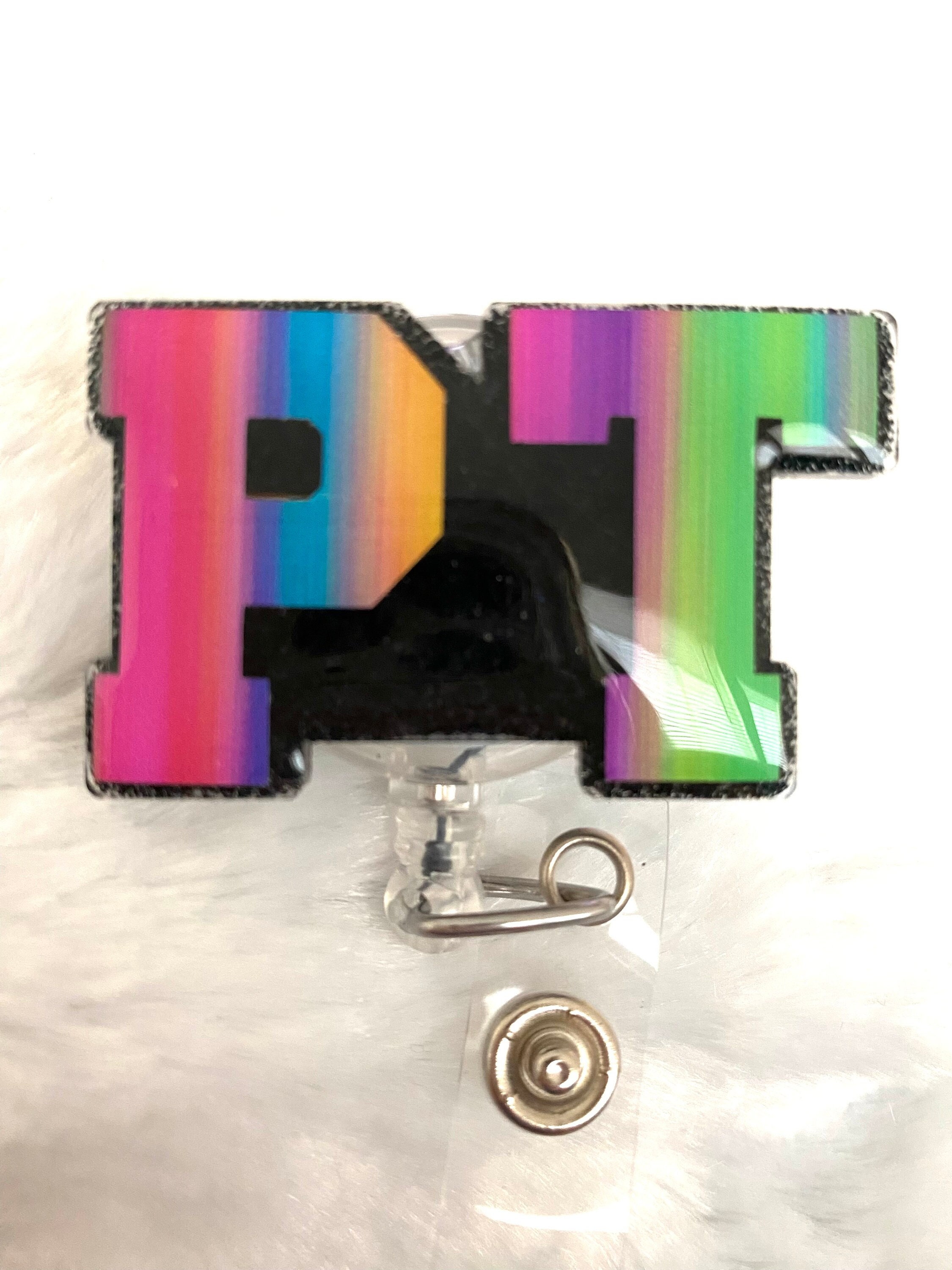 PT Physical Therapy Glitter Vinyl Scrub Top PREMIUM Badge Reel *Choose from  Permanent or Changeable! NICU Pediatric