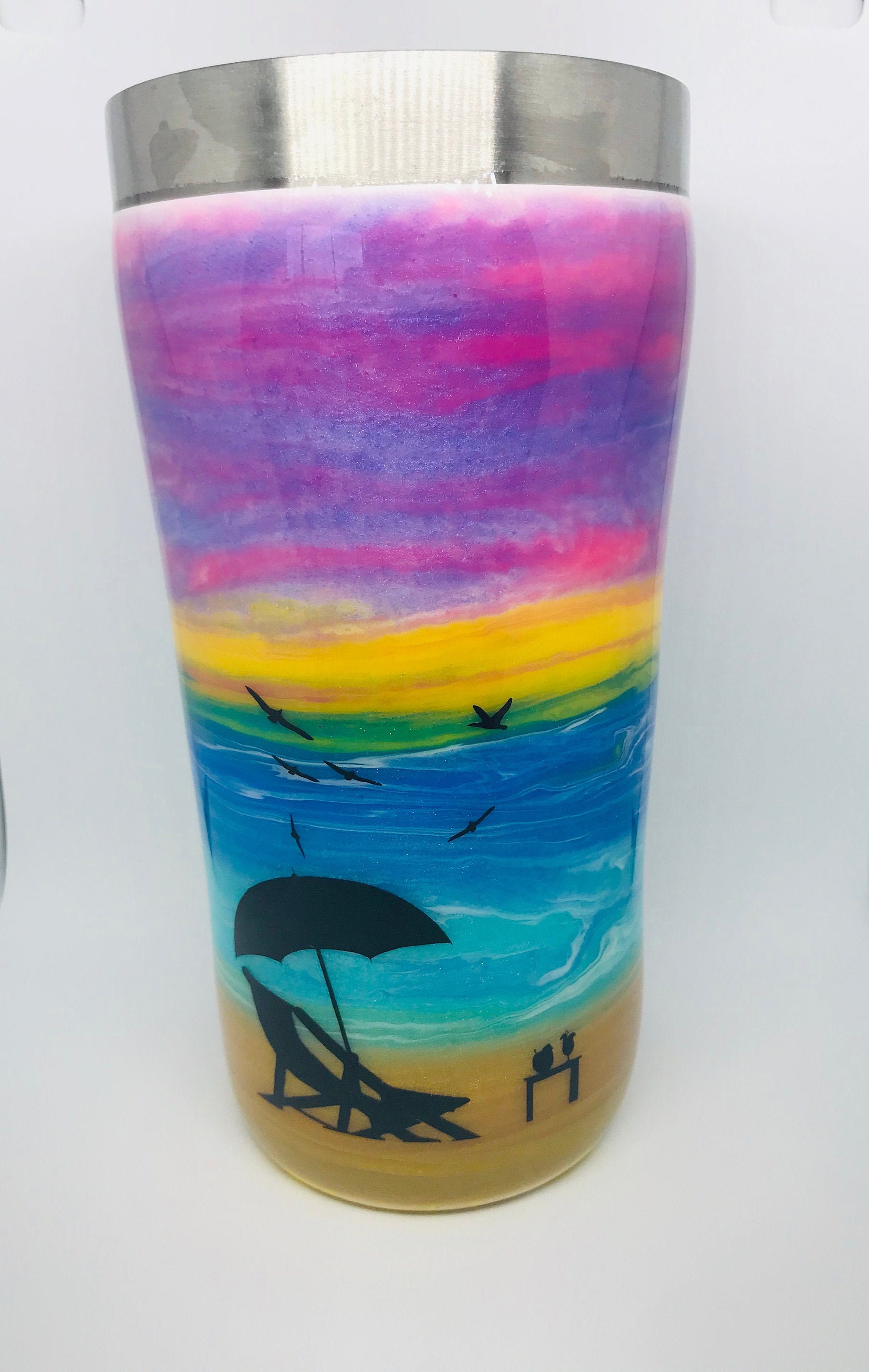 Beach Sunset Resin Tumbler Beautiful sunset and ocean themed Etsy