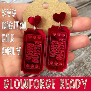 Kissing booth Earring File SVG voor Glowforge Laser Cutter, Gelaagde Acryl Sieraden, Valentines Oorbellen, Laser Cut Earring File