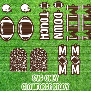 Football Earring Bundle, Laser Cut Earring File, Earring SVG, Mama Laser Cut Earrings, Acrylic Earring File Bundle