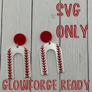Baseball Arch Earring File SVG for Glowforge Laser Cutter, Layered Acrylic Jewelry, Baseball Earrings, Laser Cut Earring File