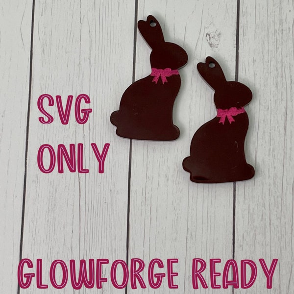 Chocolate Bunny Earring File SVG for Glowforge Laser Cutter, Layered Acrylic Jewelry, Easter Earrings, Laser Cut Earring File