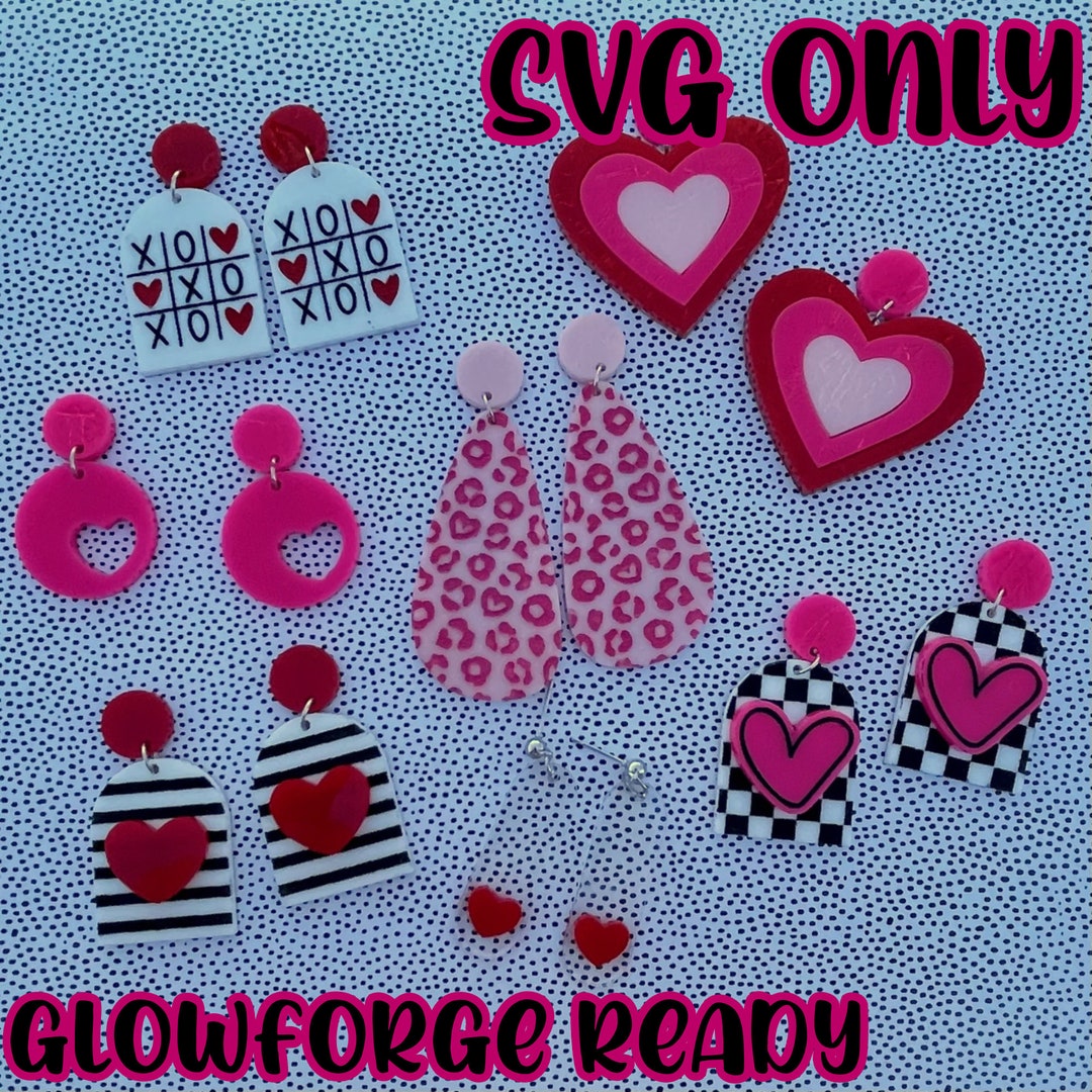 Valentines Day Earring Bundle, Laser Cut Earring File, Earring SVG