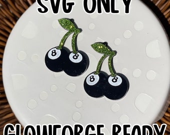 Cherry 8Ball Earring SVG, lasergesneden oorbelbestand, oorbel SVG, lasergesneden oorbellen, acryloorbelbestandsbundel