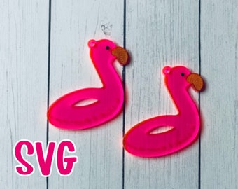 Flamingo Floatie Earring File SVG for Glowforge Laser Cutter, Layered Acrylic Jewelry,Summer Earrings, Laser Cut Earring File