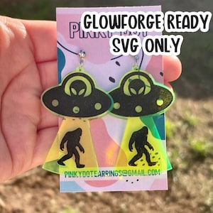 UFO Bigfoot Earring File Earring SVG for Glowforge Laser Cutter, Layered Acrylic Jewelry, UFO Earrings, Laser Cut Earring File