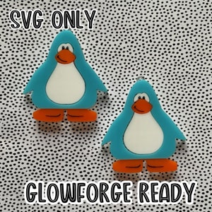 Cluc Penguin Earring File SVG for Glowforge Laser Cutter, Layered Acrylic Jewelry, Nostalgia Earrings, Laser Cut Earring File