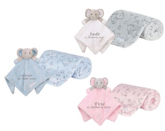 Elephant Comforter Matching Blanket PERSONALISED Beautiful Keepsake Baby Gift