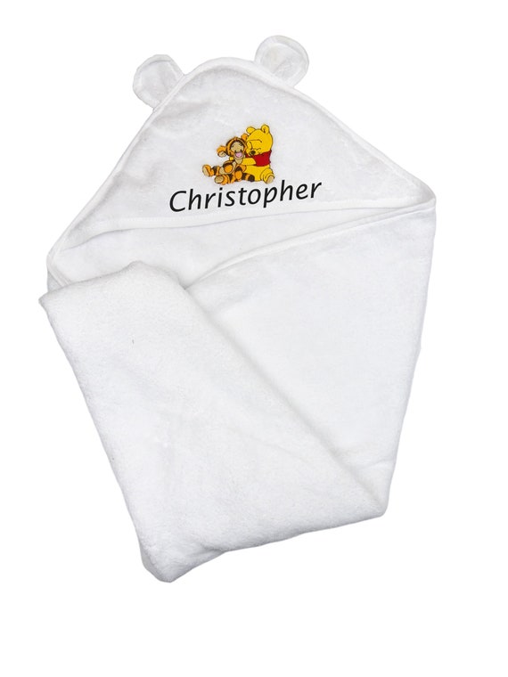 Winnie the Pooh Hooded Baby Towel With Cute Ears PERSONALISED With