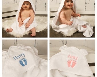 Luxury Hooded Baby Towel with Cute Ears PERSONALISED with EMBROIDERY Baby Shower Gift Super Soft Towel