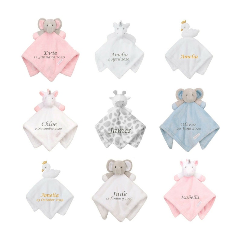 PERSONALISED with EMBROIDERY Baby Comforter Toy Ideal Baby Etsy