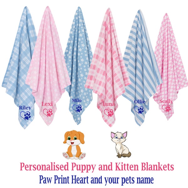 Personalised Pet Blankets Comforters Ideal For New Puppy or Kitten