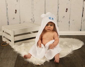 Personalized Hooded Baby Towel with Ears: Embroidered Zero Twist Cotton