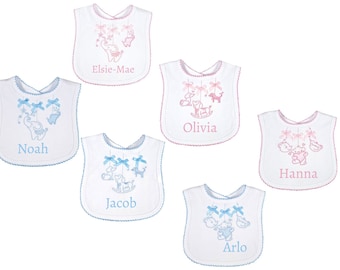 Personalised Baby Bibs Boys and Girls 3 Designs Ideal for Christening